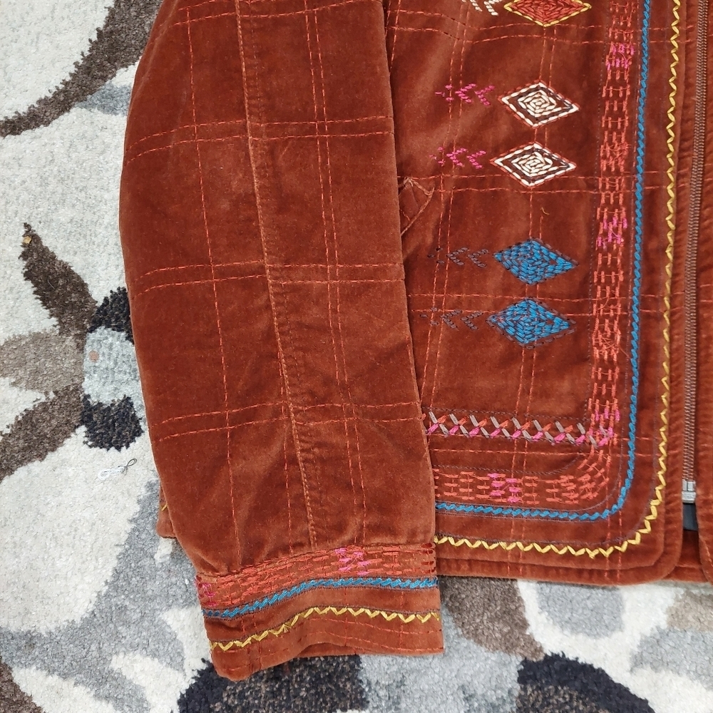 Coldwater Creek Tribal Embroidered Jacket Hippie Boho Sz Petite L - Picture 7 of 9
